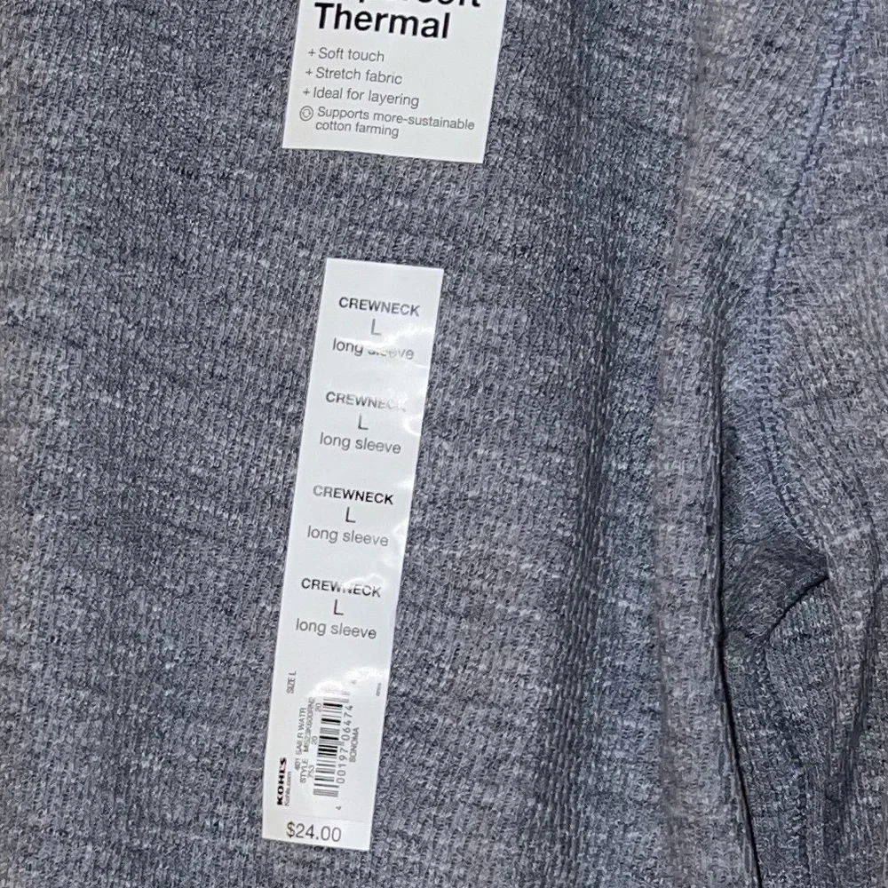 NWT Men’s Sonoma Supersoft Thermal Crewneck Long Sleeve Size L - Picture 3 of 3